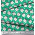 thumbnail image 2 of Soimoi Green Rayon Crepe Fabric Dot & Food Packing Box Kitchen Printed Fabric 1 Yard 46 Inch Wide, 2 of 3