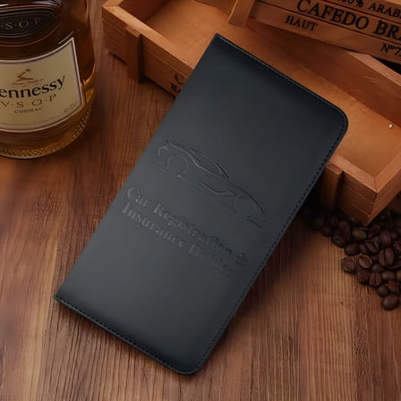 GASTROPOD Premium Leather Car Registration and Insurance Card Holder, Glove Box Organizer for License, Cards & Documents, Car Wallet for All Vehicle Needs and Car Accessories, Black