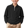 thumbnail image 2 of Asxite Toddler Girls and Boys Tops Long Sleeve Collared Half Zip Pullover Shirt Solid Casual Preppy, 2 of 8