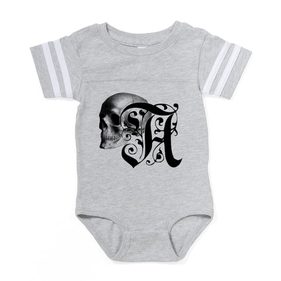 CafePress - Gothic Skull Initial A - Cute Infant Baby Football Bodysuit