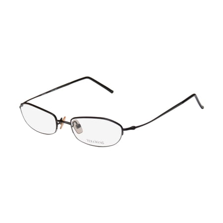 NEW VERA WANG V25 WOMENS/LADIES DESIGNER HALF-RIM BLACK ULTIMATE COMFORT CLASSIC SHAPE FRAME DEMO LENSES 47-16-133 EYEGLASSES/EYE GLASSES