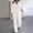 White plus size 2 piece set a1, variant on Cagogo Women Plus Size 2 Piece Set Casual Long Sleeve Shirt Wide Leg Pants Solid Business Travel Outfits Loose Collared Tops Comfy Matching Lounge Work Attire, White 2XL