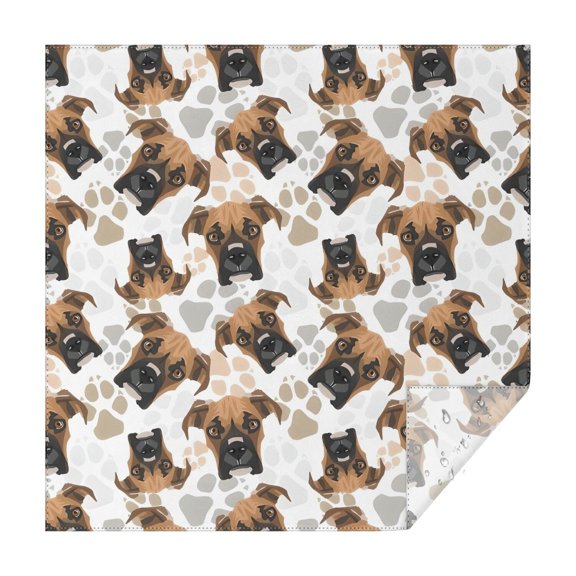Cute Doberman and Dog Footprint Square Tablecloth,Waterproof Square Table Cover,Wipeable Spillproof Washable Table Cover for Home Kitchen Party Decor 42"X42"(107x107cm)