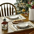thumbnail image 4 of mubwai Watercolor Brown Buffalo Plaid Christmas Trees Placemats Set of 4, 12x18 Inch Winter Table Mats for Party Kitchen Dining Decoration, 4 of 6