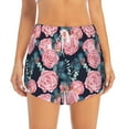 thumbnail image 3 of Uemuo Rose Flowers Pattern Women's Athletic Shorts High Waisted Running Shorts with Liner Pockets Gym Elastic Workout Shorts-X-Large, 3 of 9