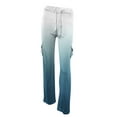 thumbnail image 6 of safuny Women's Wide Leg Skinny Cargo Pants Casual Comfy Daily Fashion Floral Gradient Teen Relaxed High Elastic Waist Drawstring Trousers Girls Blue M, 6 of 6