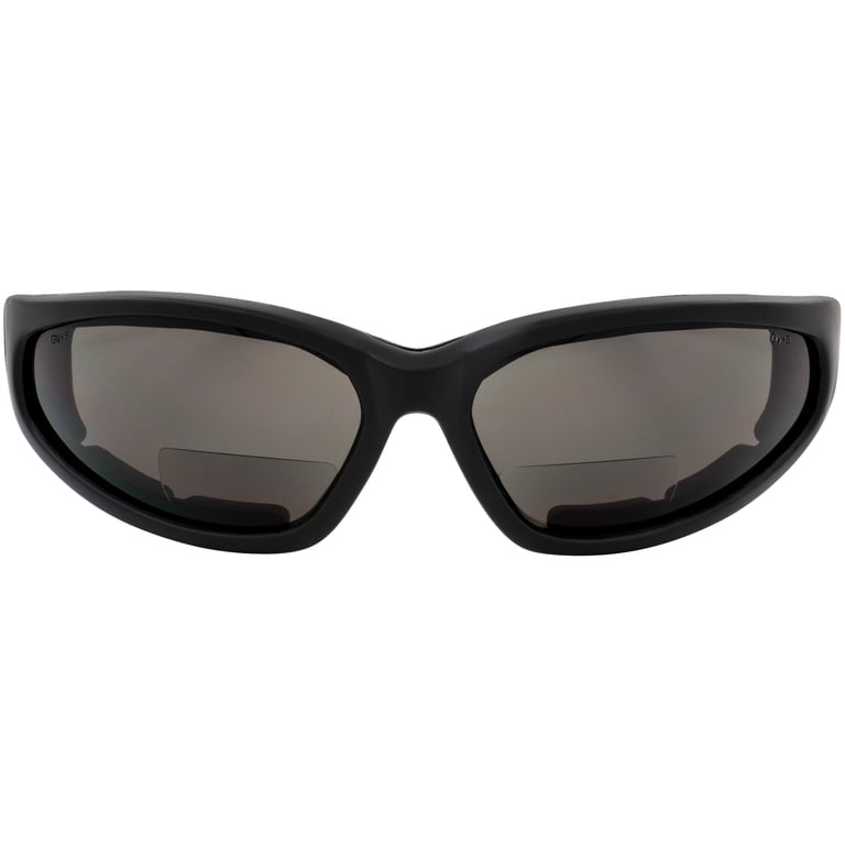 Global Vision Hercules Padded Motorcycle Sunglasses - Bifocal (+1.5), Smoke Lens, ANSI Z87.1, Black Frame