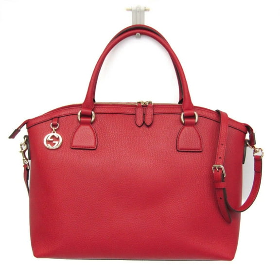 Pre-Owned Gucci Interlocking G 449660 Women's Leather Handbag,Shoulder Bag Red Color