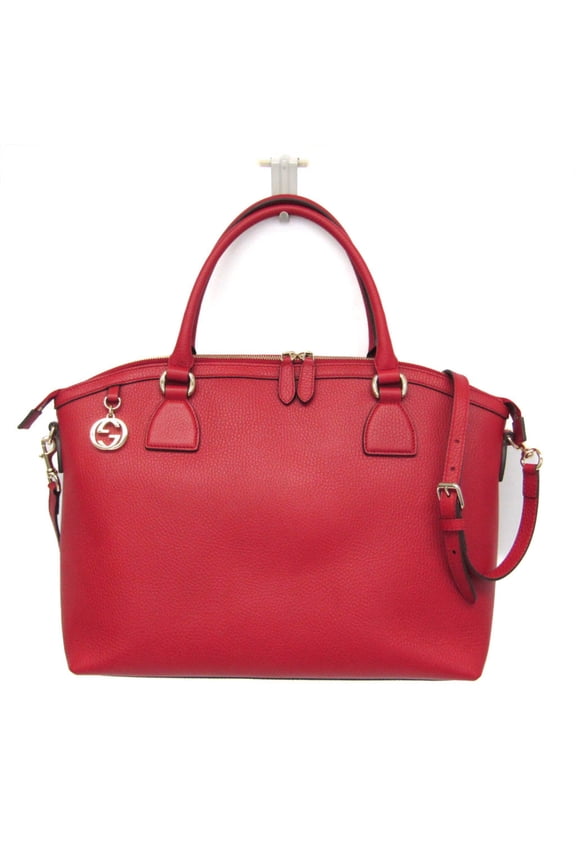 Pre-Owned Gucci Interlocking G 449660 Women's Leather Handbag,Shoulder Bag Red Color (Good)