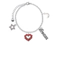 thumbnail image 2 of Delight Jewelry Silvertone Open Heart with Red Crystal Border Silvertone Dream Big Charm Bracelet, 7.5+2" Extender, 2 of 4