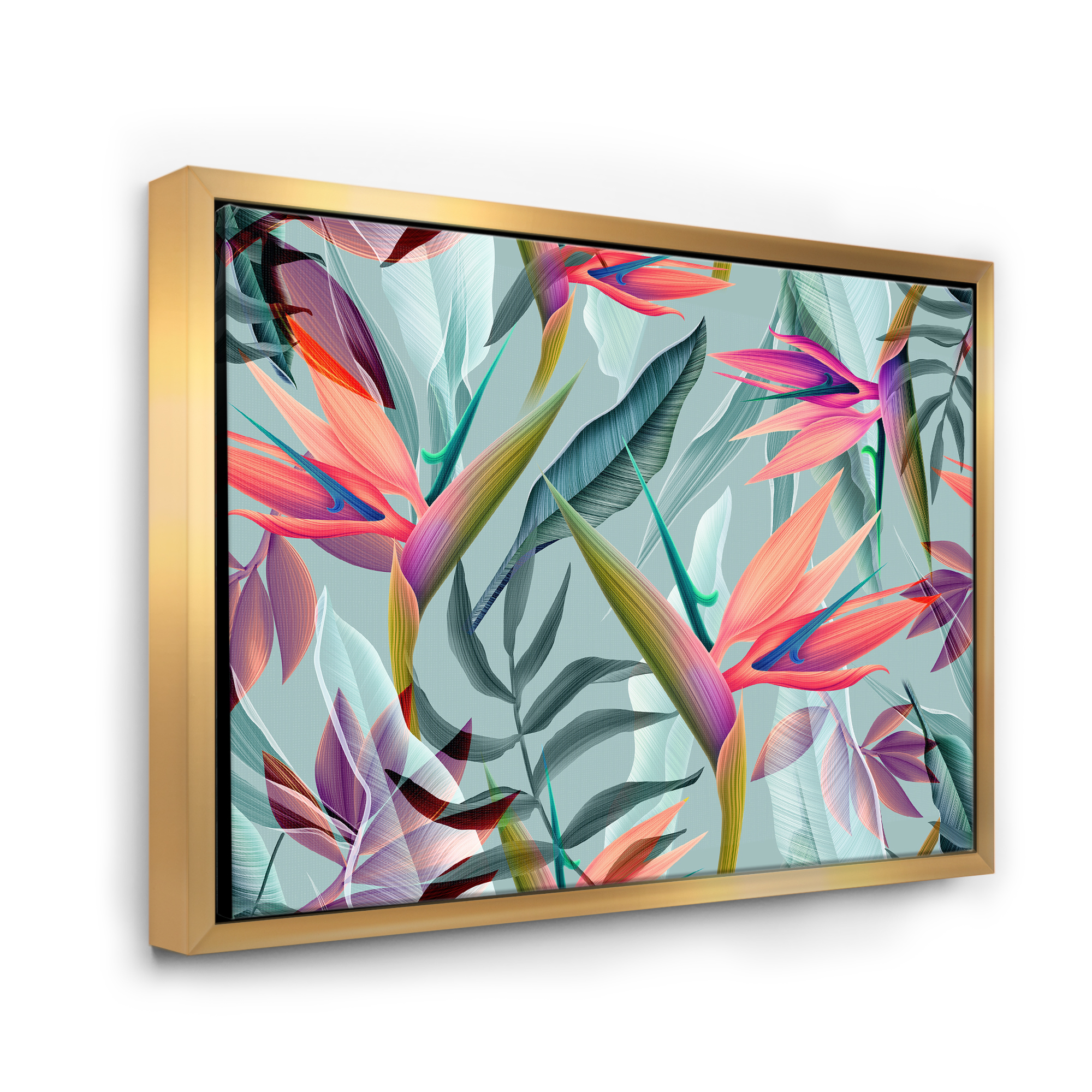 Designart 'VIntage Tropical Flowers V' Traditional Framed Canvas Wall Art Print