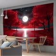 thumbnail image 3 of Tapiz para colgar en la pared, árbol rojo, luz de luna, noche de fantasía, 150 x 130 cm, 3 of 3