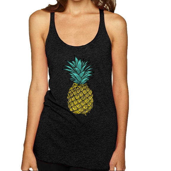 Wild Bobby, Trendy Tropical Pineapple, Fashion, Women Tri-Blend Racerback Tank Top, Vintage Black, Small