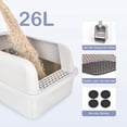 thumbnail image 5 of Stainless Steel Cat Litter Box with Lid, 20" L x 14.2" W x 11.8" H, Extra Large Litter Box for Big Cats with High Sided, Anti-Urine Leakage, Easy Cleaning, Include Cat Mat and Scoop, 5 of 9
