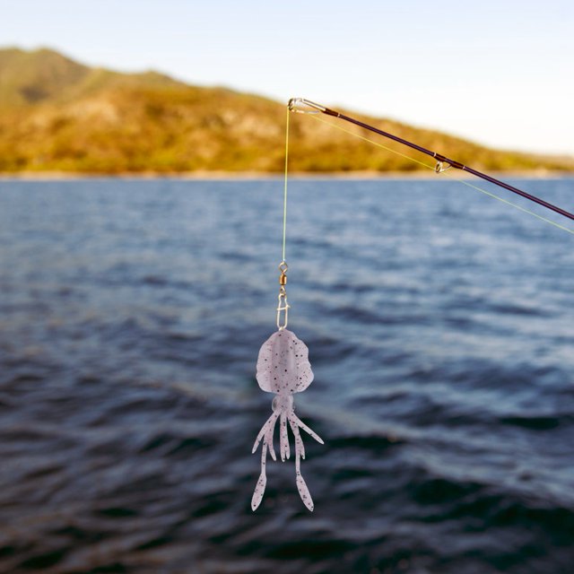 Leurre de Poisson Calmar, Appât Doux Artificielle Couleur Vive Réaliste pour la Pêche en Bateau de Mer Rouge, Gris, Couleur Transparente