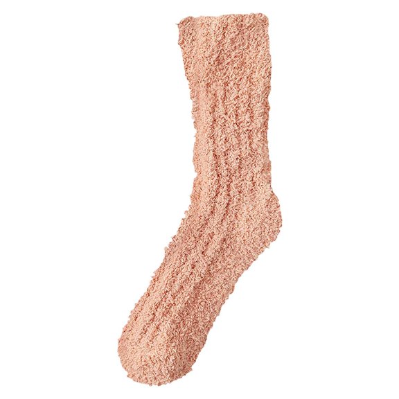 Bibifish Womens Fuzzy Socks Solid Color Rib Knit Pattern Fuzzy Socks Above Ankle Length Thermal Fall Winter Daily Home Wear Floor Socks