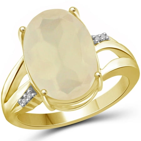 JewelersClub 5-1/2 Carat T.G.W. Moonstone and White Diamond Accent 14kt Gold over Silver Ring