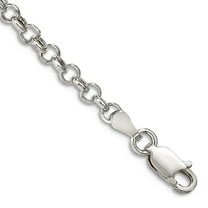 925 Sterling Silver Polished 3mm Rolo Chain Bracelet 8 Inch Lobster Claw Link Bracelet for Women and Men