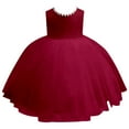 thumbnail image 4 of RUTAYY Children Girls Dress Round Neck Solid Color Wedding Flower Girl Skirt Piano Performance Everyday Wear Chic Holiday Dresses, 4 of 5