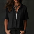 thumbnail image 5 of Enjoytime Women Tops V Neck Collared Half Zip Up Short Sleeve Shirts Summer Casual Work Blouses, 5 of 7