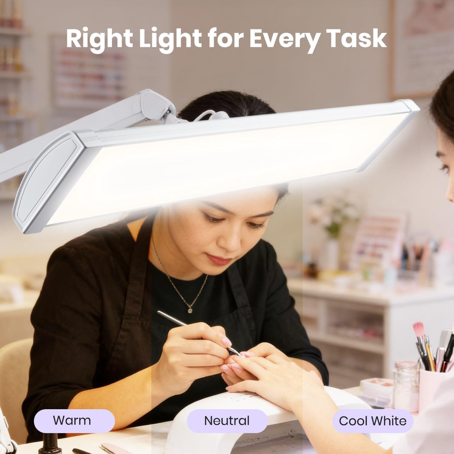 Neatfi Ultra Bright LED Task Lamp with Clamp, 3500 Lumens, 26-Inch Wide Head, 3 Light Modes, Adjustable Work Light for Workbench, Workshop and Reading, White