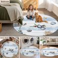 thumbnail image 5 of Christmas Round Area Rug 6Ft Washable Circle Rugs for Bathroom Office, Xmas Pine Cones Starfish Conch Gifts Light Blue Non-Slip Carpet Floor Mats Indoor Outdoor Carpet Runner Aesthetic Home Decor, 5 of 8