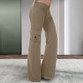 thumbnail image 2 of Pantalones de trabajo para mujer: pantalones harem casuales elásticos de cintura alta, estilo retro, tejido holgado, bolsillos, ideales para yoga y actividades al aire libre., 2 of 4