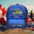 thumbnail image 4 of 250Th Anniversary Hat, 250Th, 250Th Anniversary, Anniversary, Embroidery, Bell, Baseball, Curved Brim, Distressed Edge, Star Stripe Pattern, Summer Cookouts, Blue, 1 Pc, 4 of 5