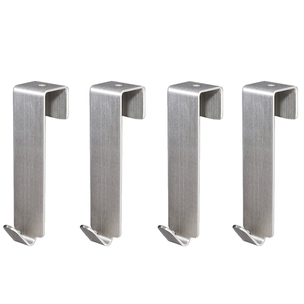 FAIOIN 4 Pieces Stainless Steel Over Door Hook with No Perforation and