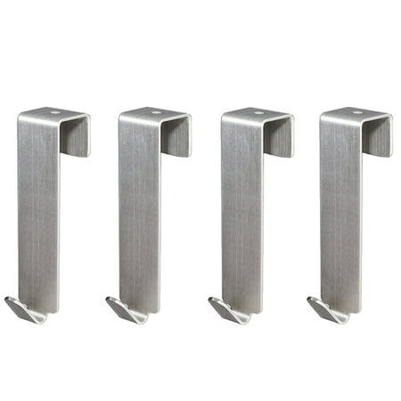 

FAIOIN 4 Pieces Stainless Steel Over Door Hook with No Perforation and No Trace High Quality Hanging Hooks for Hats/ Handbags