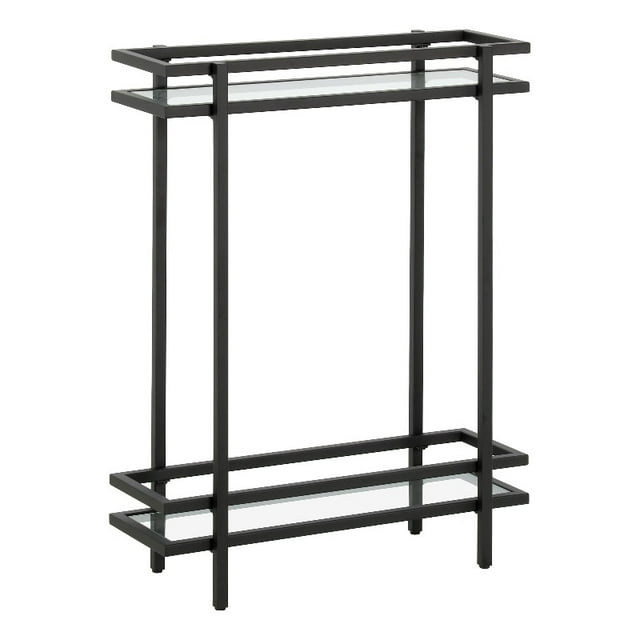 Henn&Hart 22"W Modern Metal/Glass Console Table in Blackened Bronze