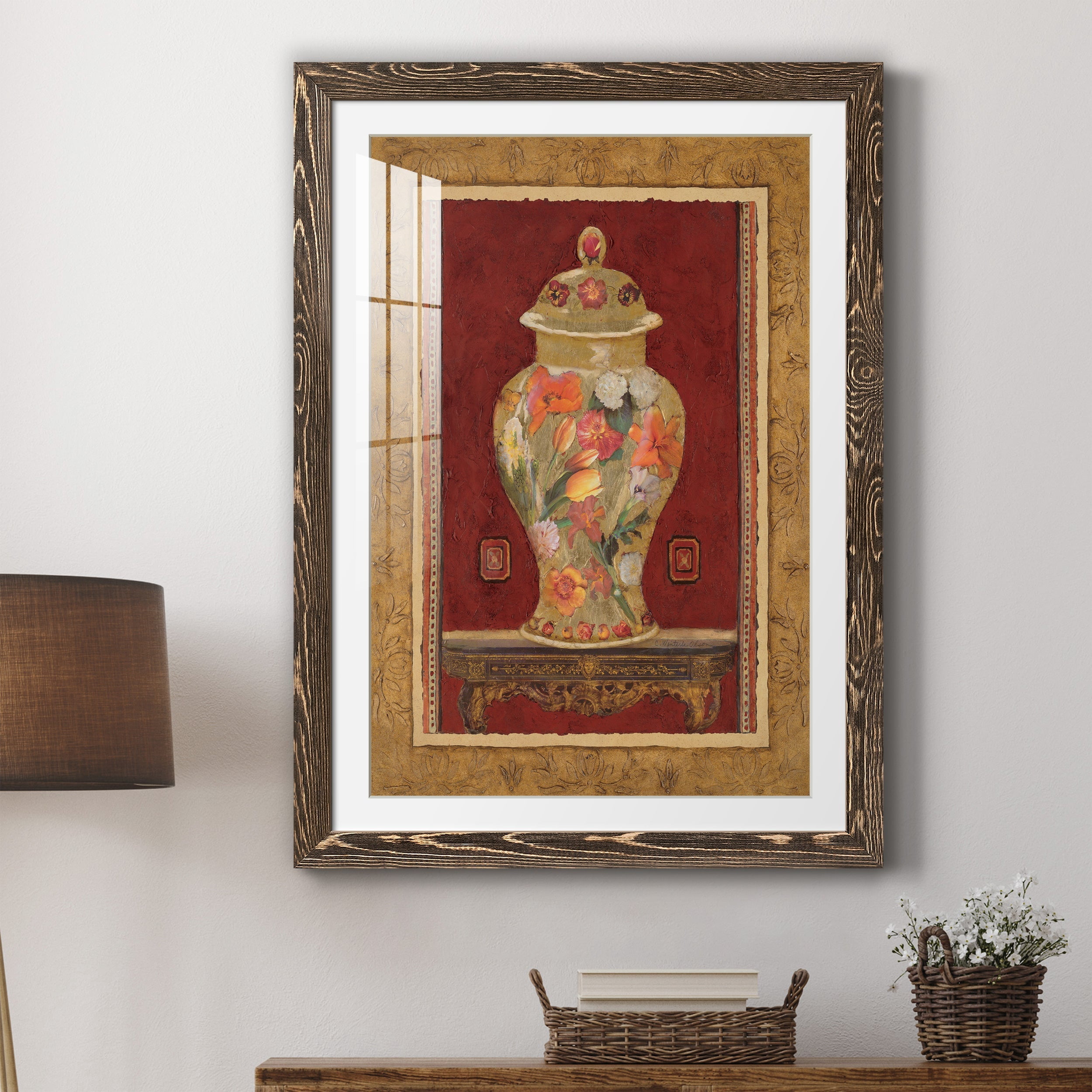 Romantic Urn II - Premium Framed Print - Distressed Barnwood Frame - Ready to Hang