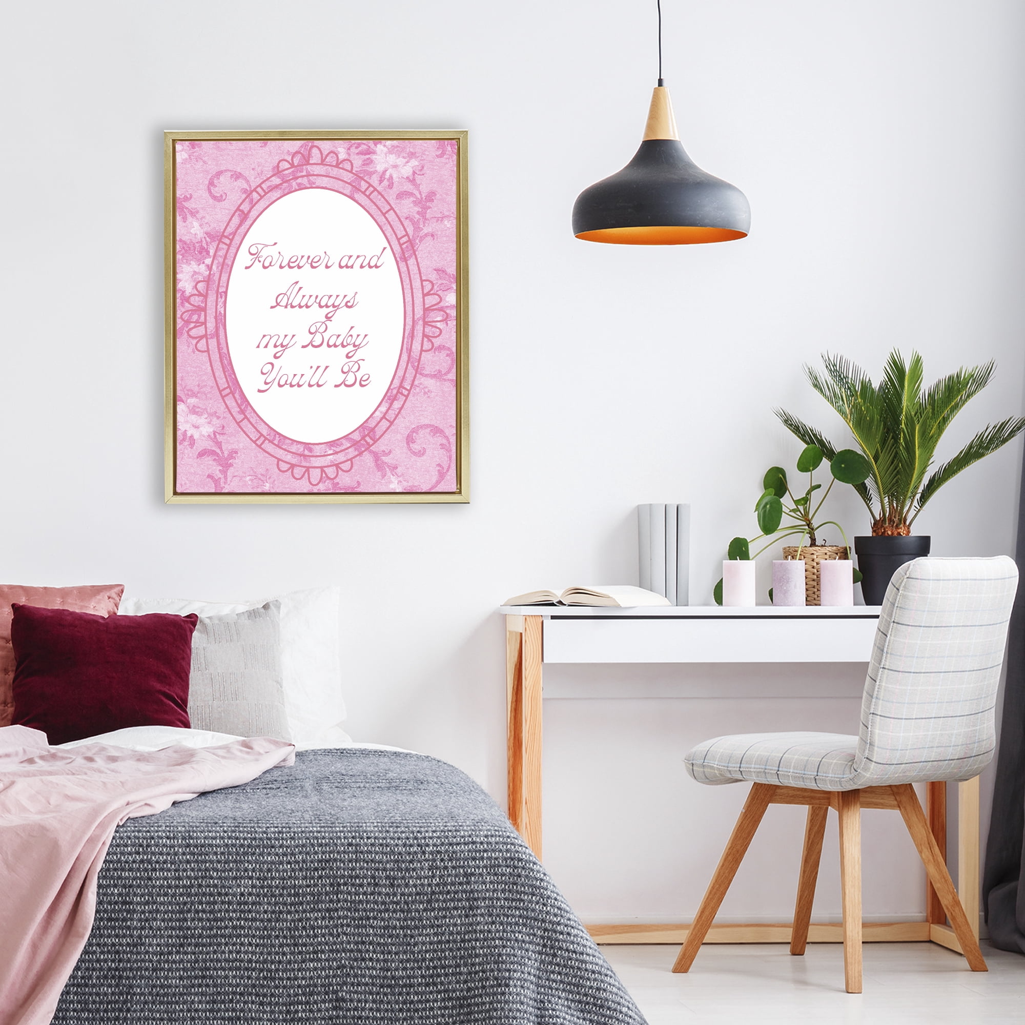 Stupell Industries Forever & Always My Baby Gold Framed Floater Canvas Wall Art, design by Lil' Rue