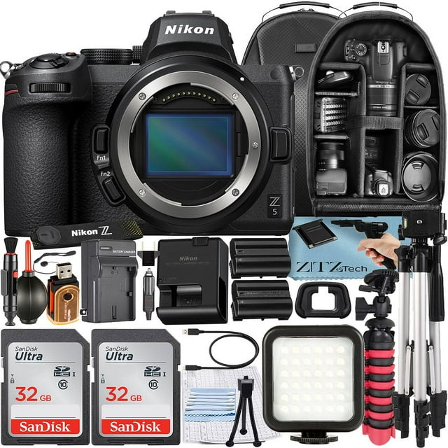 Nikon Z5 Mirrorless Camera (Body Only) with 2 Pack SanDisk 32GB Card + Backpack + Tripod + ZeeTech Accessory Bundle
