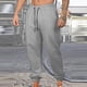 thumbnail image 1 of Pantalones largos para hombre, informales, a la moda, con bolsillos laterales, cintura elástica, color liso, de poliéster, 1 of 6