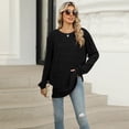 thumbnail image 2 of SWSMCLT Women's Soft Top Long Sleeve Sweater Warm Holiday Knit Winter Fall Fashion Tunic Top Spandex Crewneck Black XX-Large, 2 of 5