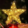 thumbnail image 3 of Gogcaro 8 inch Christmas Gold Glitter Star Tree Toppers Metal Lighted with LED Lights for Xmas Decorations, Holiday Party Indoor Decor, 3 of 7