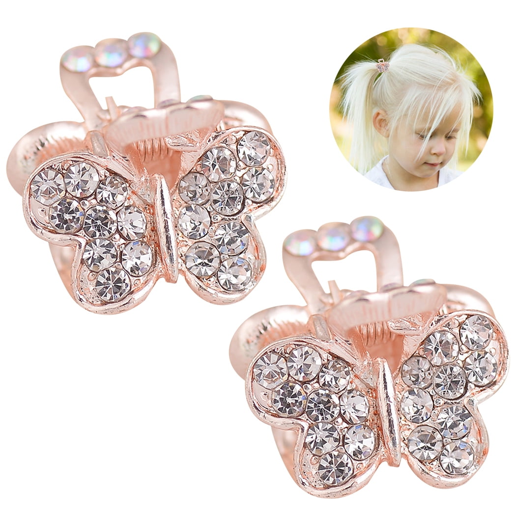 mini hair clips with rhinestones