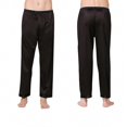 thumbnail image 2 of Mens Silk Satin Pajamas Pyjamas Pants For Men Sleep Bottoms Nightwear Solid Color Drawing Straps Waist Band Sleepwear Trousers-YUHAO, 2 of 5
