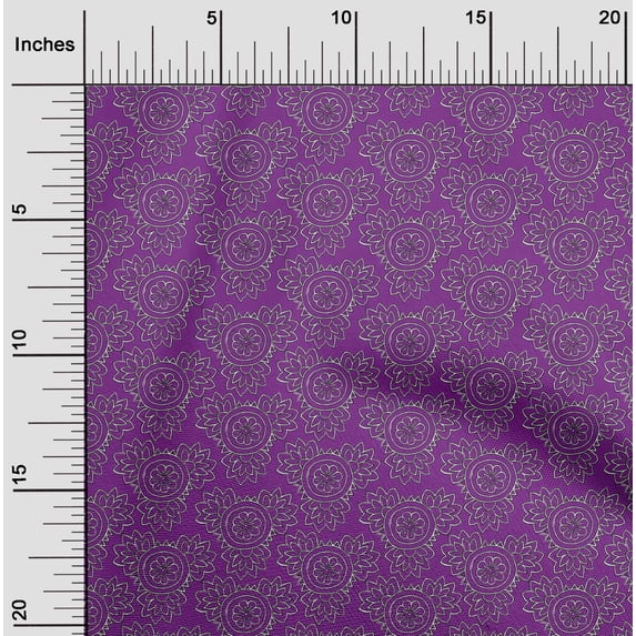 oneOone Georgette Viscose Fabric Floral Block Print Fabric BTY 42 Inch Wide
