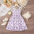 thumbnail image 6 of CYRBOKO Dresses for Girls, A-line Floral Print Drawstring Bow Summer Casual Dresses Purple Size 2-3 T, 6 of 6