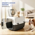thumbnail image 4 of Magshion 23" Hard-Sided Pet Carrier with Food Bowl, Top & Front Doors, Ventilated Travel Crate for Cats & Small Dogs up to 26 lbs, White/Gray, 4 of 7