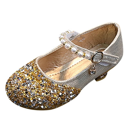 

Huanghuaa Fashion Summer Children Sandals Girls Casual Shoes Low Heel Buckle Shiny Pearl Sequins Dress Dance Shoes Fuzzy House Slipper Girl