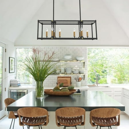 

Toolish Modern American rectangular metal black chandelier 8 bulbs