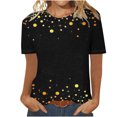 thumbnail image 1 of Fiudx Liquidación de Ahorros de Verano Blusa de Manga Corta Estampada a La Moda para Mujer, Blusas Informales con Cuello Redondo, 1 of 3