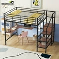 thumbnail image 5 of Bellemave Full Size Loft Bed with Staircase and L-shaped Desk Industrial Metal Loft Bed with Dresser Wardrobe and Guardrails Full Loft Bed Frame for Teen, No Box Spring Needed, Black, 5 of 11