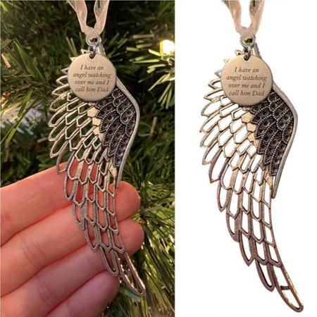 

ELENXS Christmas Ornaments Angel Wings Memorial Ornaments for Lose of Loved One Personalize Angel Wings Pendant Christmas Tree Ornament