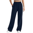 thumbnail image 3 of Women's Autumn Winter Solid Sweatpants Slit Long Trousers with Pockets, Comfortable Casual Bottoms, 3 of 8