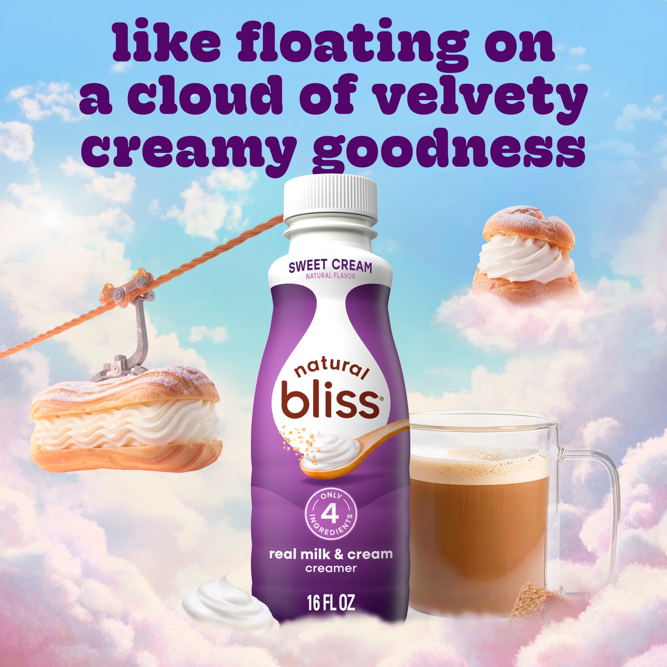 Natural Bliss Milk and Sweet Cream, Liquid Dairy Coffee Creamer, 16 fl oz​