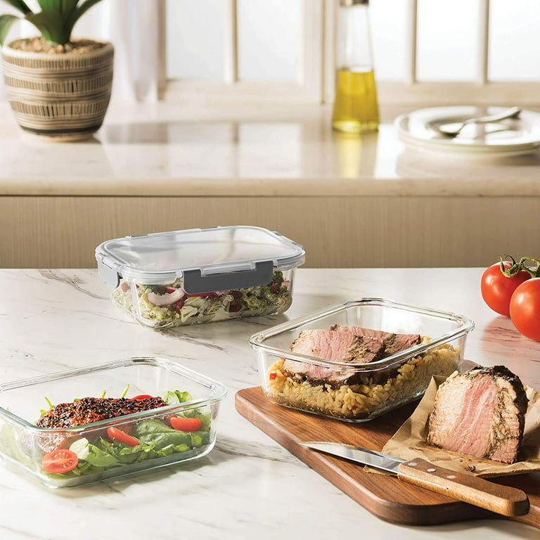 Glass Meal Prep Containers - 3-pack (35oz) 100% Leak Proof Glass